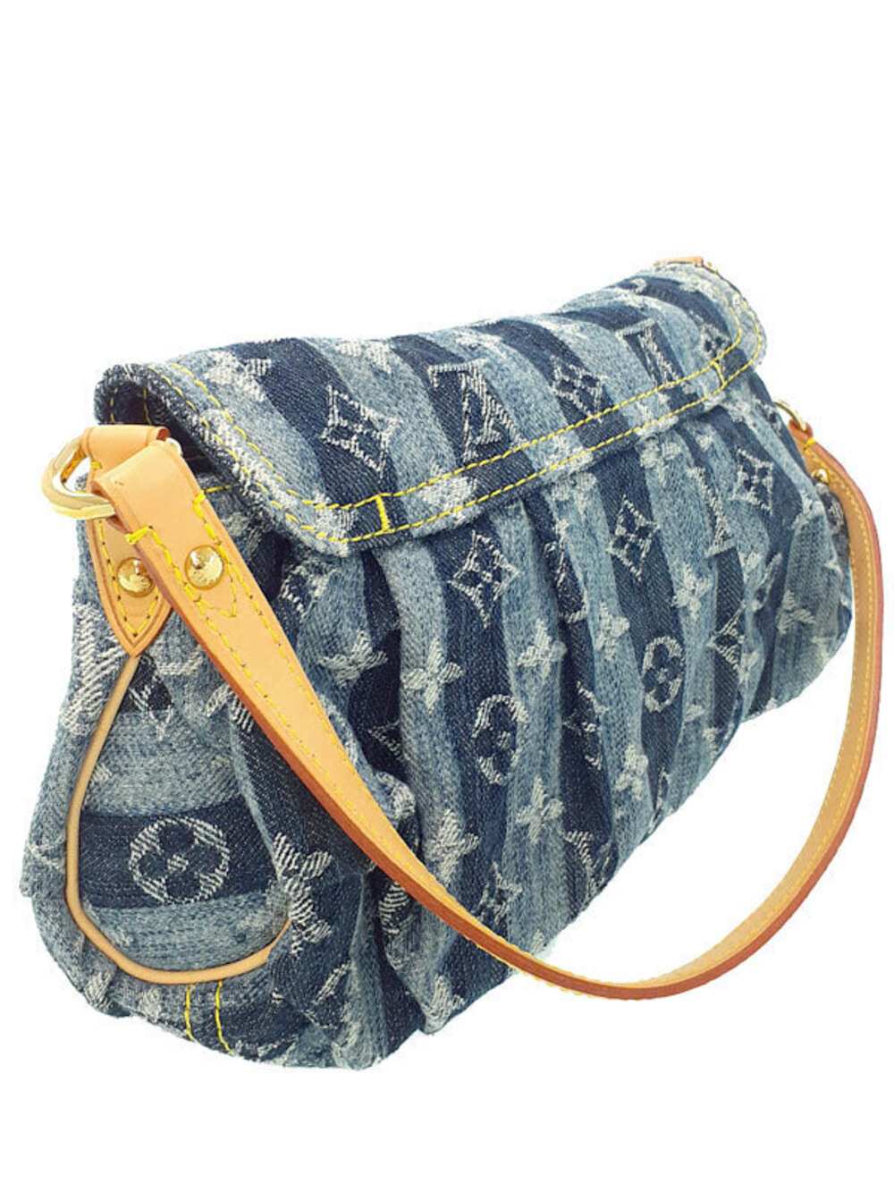 Louis Vuitton Pleaty Monogram Hobo Raye Denim Bag Blue